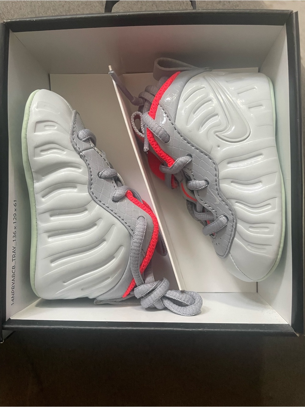 Nike Kids Grey Sneakers with Red Accents
